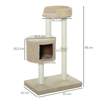 Nancy's Kitty Krabpaal - Klimboom - Kattenhuis - Pluche - Beige - ± 60 x 40 x 95 cm