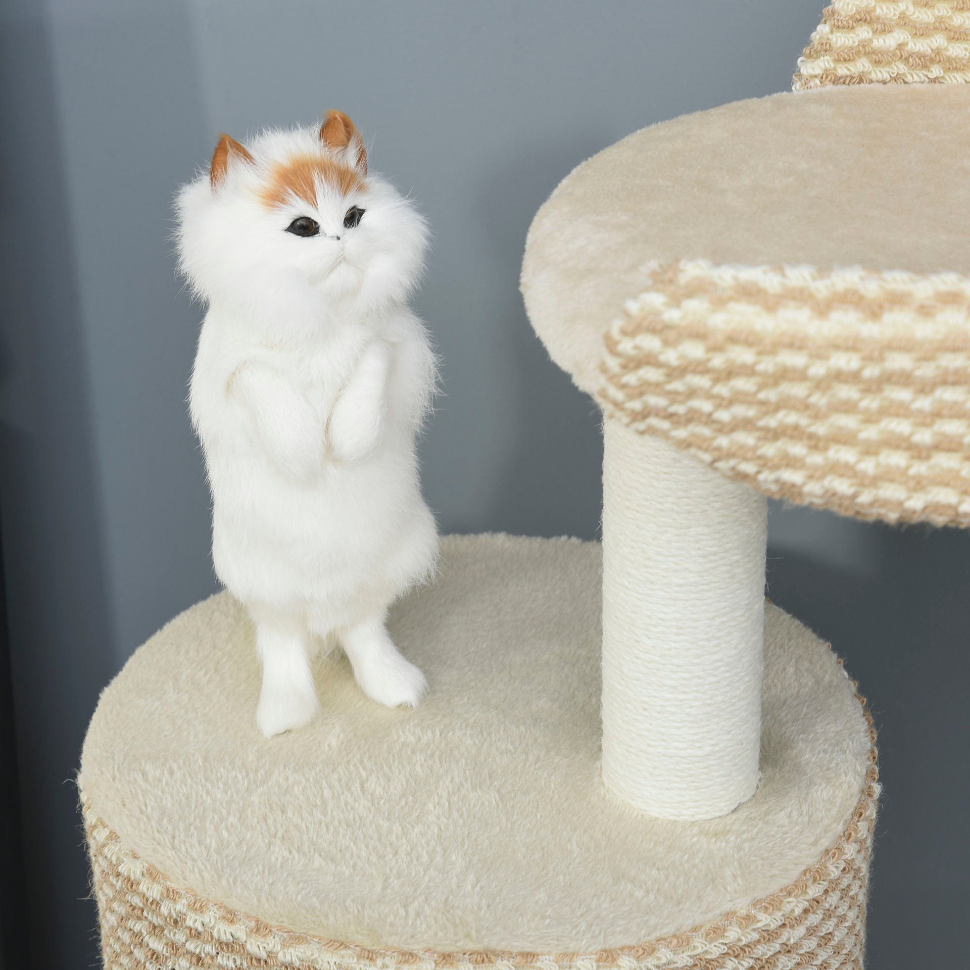 Nancy's Kitty Krabpaal - Klimboom - Kattenhuis - Pluche - Beige - ± 60 x 40 x 95 cm