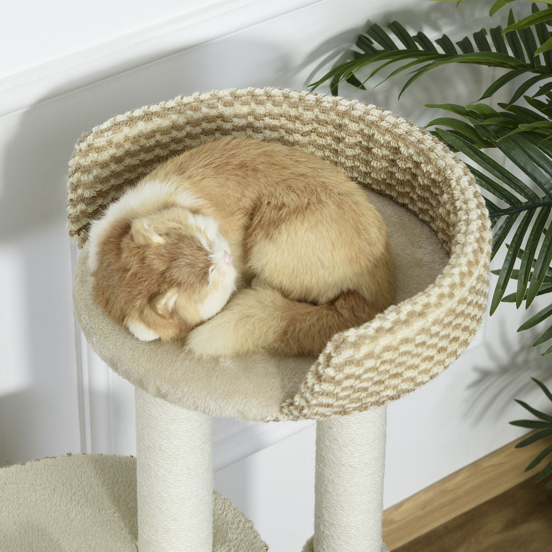 Nancy's Kitty Krabpaal - Klimboom - Kattenhuis - Pluche - Beige - ± 60 x 40 x 95 cm