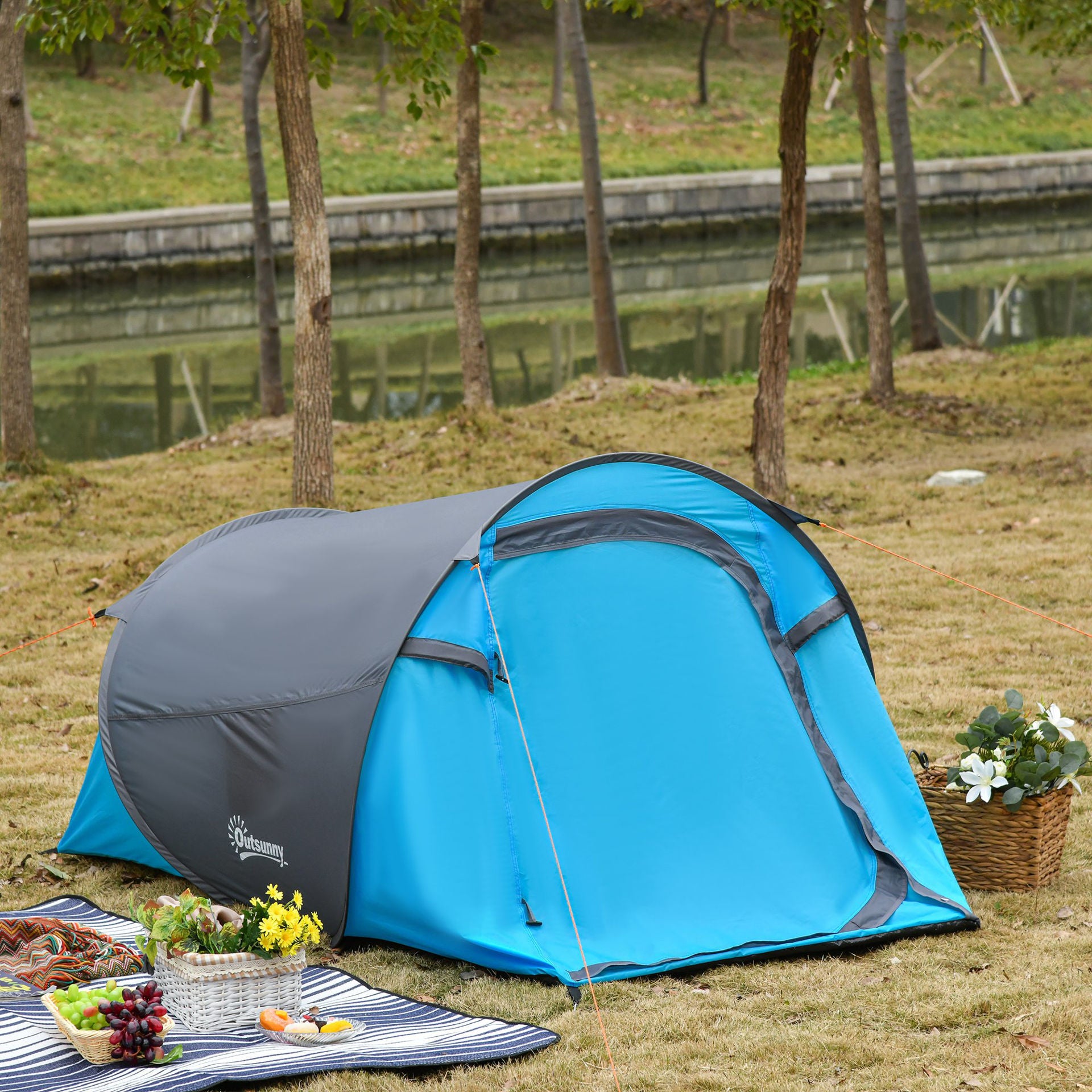 Nancy's Trio Camp Kampeertent - Strandtent - Blauw - ± 220 x 110 x 110 cm