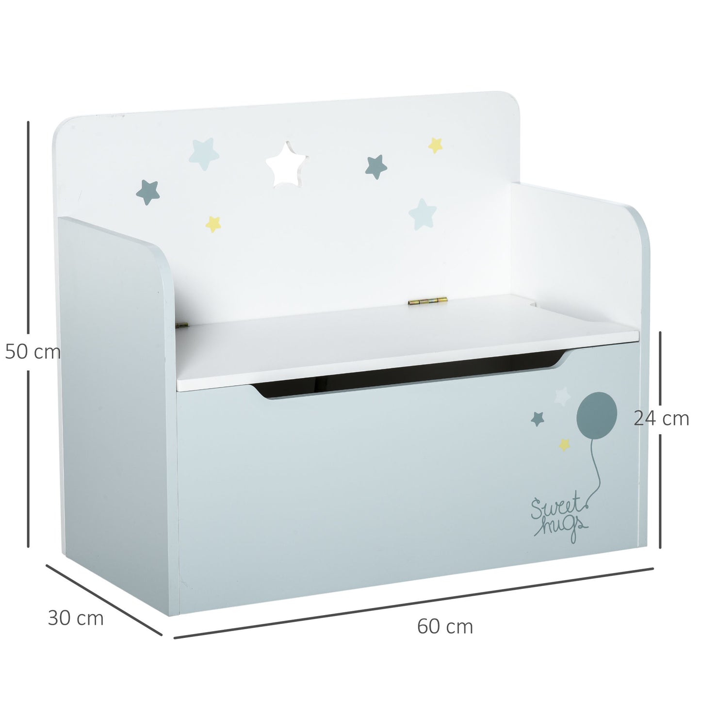 Nancy's Aguacate Kinderzitje Bank - Blauw - Gefabriceerd Hout - 23,62 cm x 11,81 cm x 19,68 cm