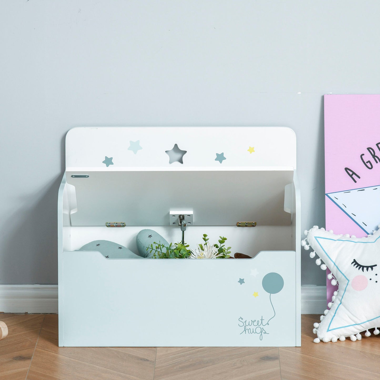 Nancy's Aguacate Kinderzitje Bank - Blauw - Gefabriceerd Hout - 23,62 cm x 11,81 cm x 19,68 cm