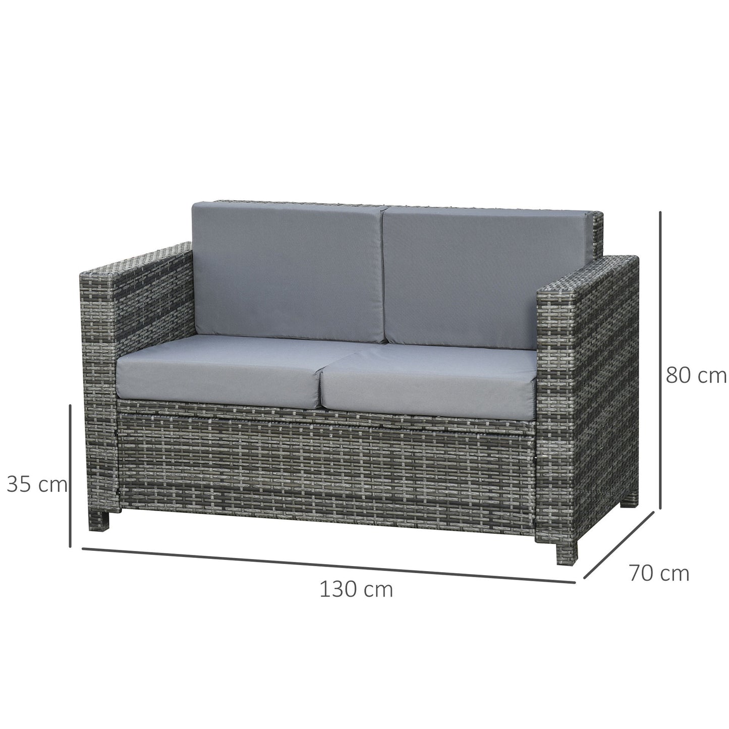 Nancy's Deep Creek Loungebank - Tuinbank - 2-Zitsbank Voor Buiten - Rotan - Grijs