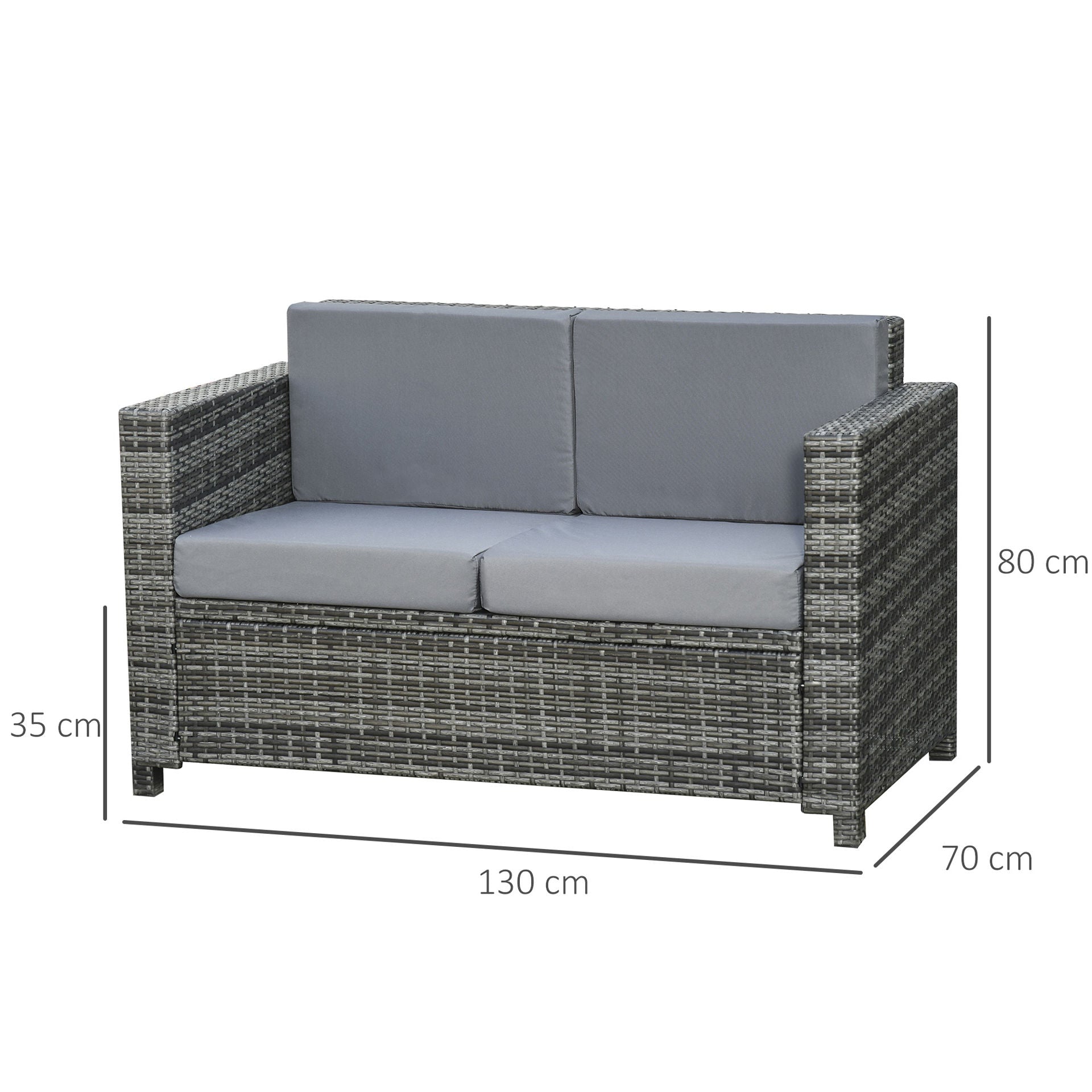 Nancy's Deep Creek Loungebank - Tuinbank - 2-Zitsbank Voor Buiten - Rotan - Grijs