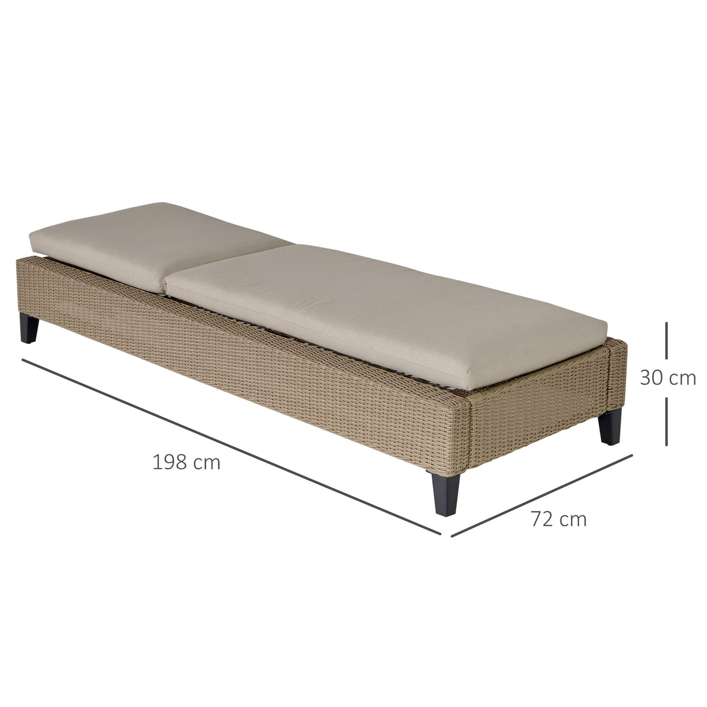 Nancy's Eldorado Rotan Ligstoel - Beige, Crème - Staal, Rotan, Polyester - 28,34 cm x 77,95 cm x 11,81 cm