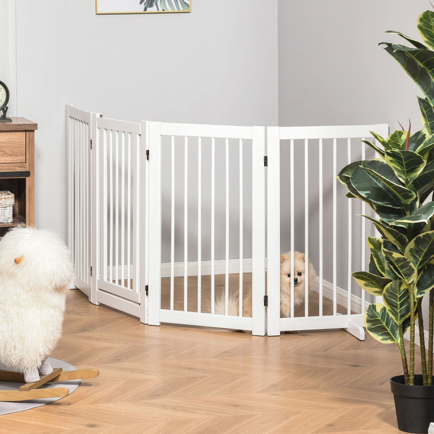 Nancy's San Lucas Hondenbeschermer voor Dieren - Wit - Dennenhout - 80,32 cm x 14,17 cm x 29,53 cm