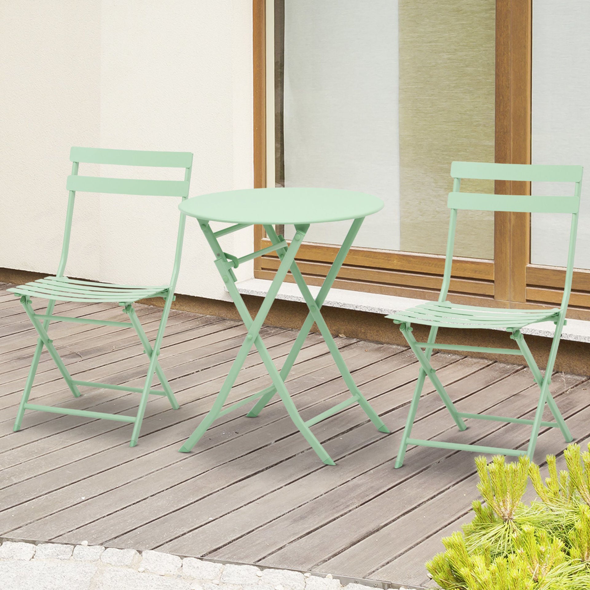 Nancy's Bremen Ensemble de jardin pour 2 personnes Ensemble de meubles de balcon Table de bistro avec 2 chaises pour jardin pliable vert