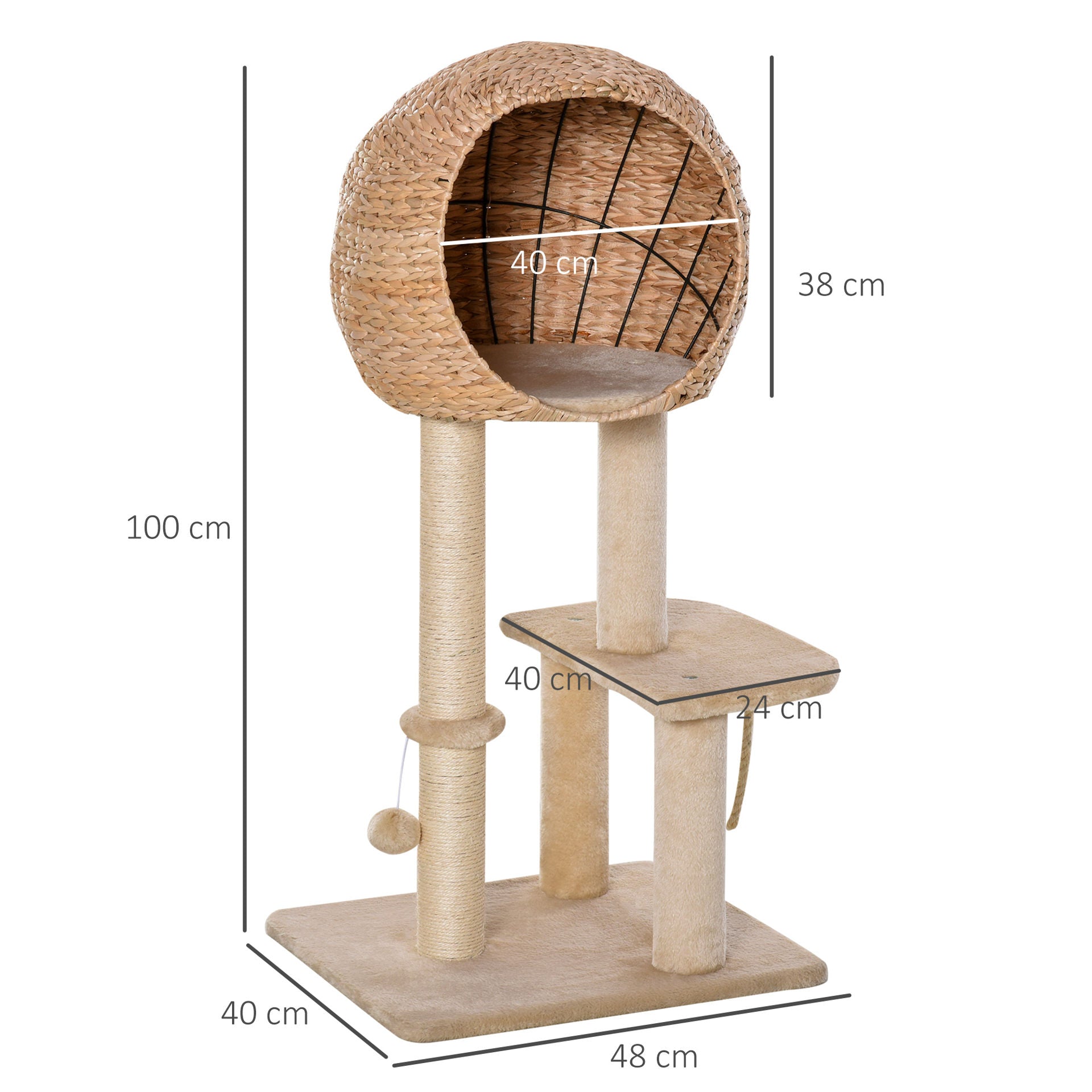 Nancy's Cable Bay Krabpaal Kattenmeubel met kattengrot Balspeeltje Sisal zacht pluche