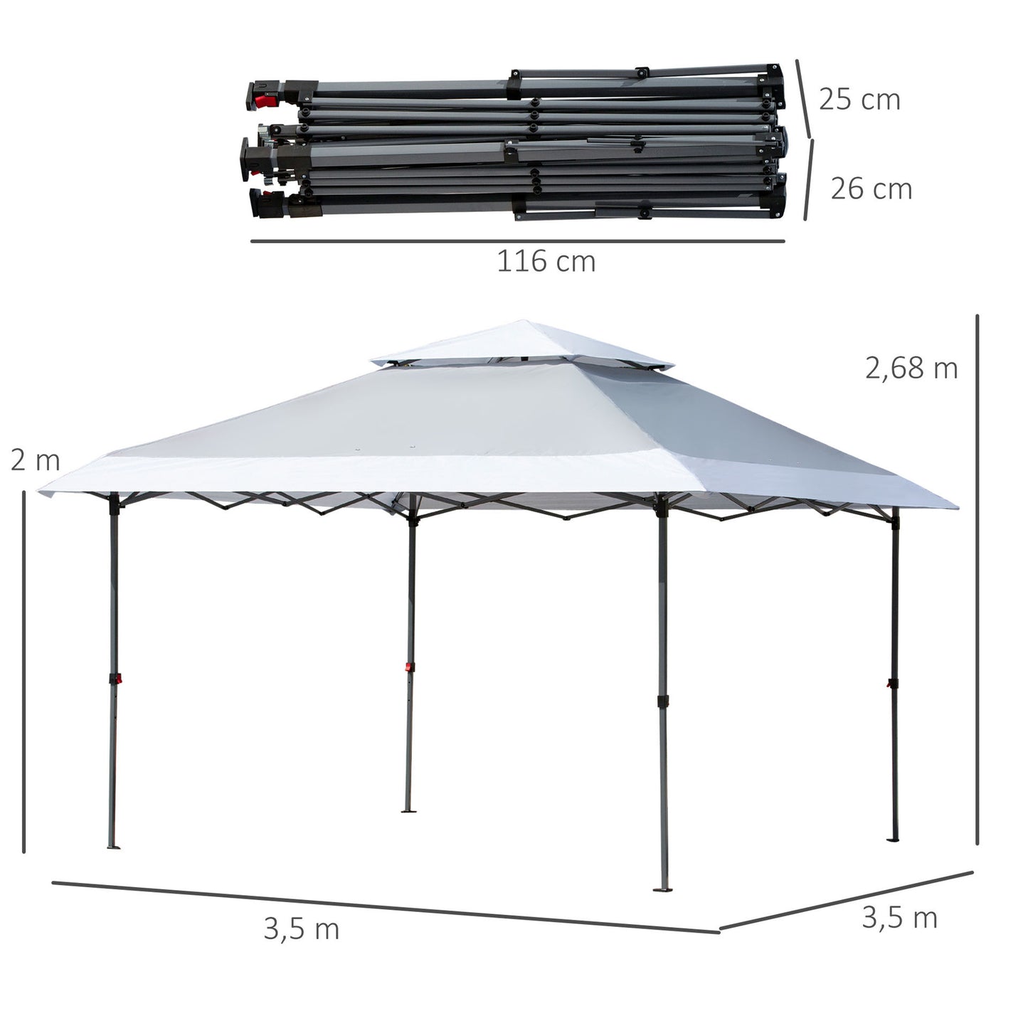 Nancy's Cove Point Folding Pavilion Pop-up Tent - Gray, White - Steel, Oxford Fabric - 1.37 cm x 1.37 cm x 1.05 cm