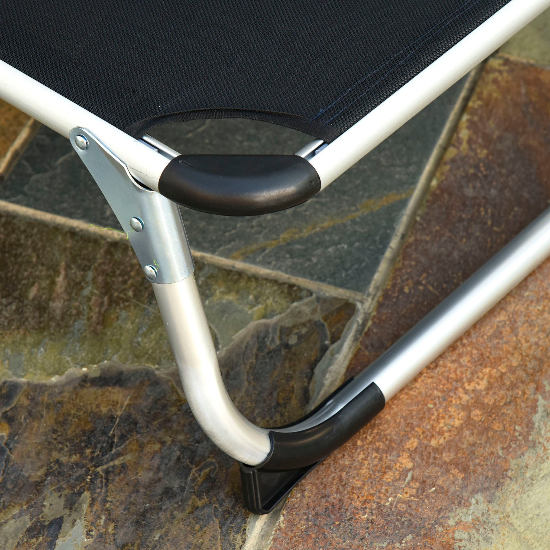 Nancy's Deep Bay Tuinstoel - Ligstoel - Ligbed - Zwart - Aluminium