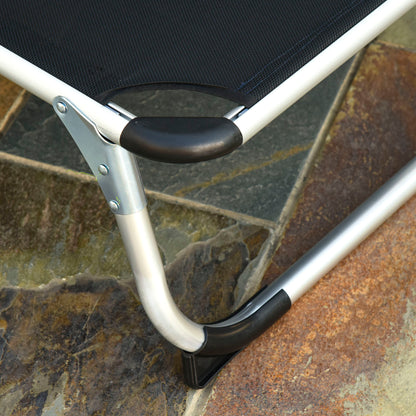 Nancy's Deep Bay Tuinstoel - Ligstoel - Ligbed - Zwart - Aluminium