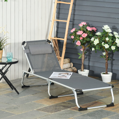 Nancy's Devil Head Garden Lounger - Lit lounge - Chaise longue - Gris - Aluminium, Texteline - 66,92 cm x 23,62 cm x 7,67 cm