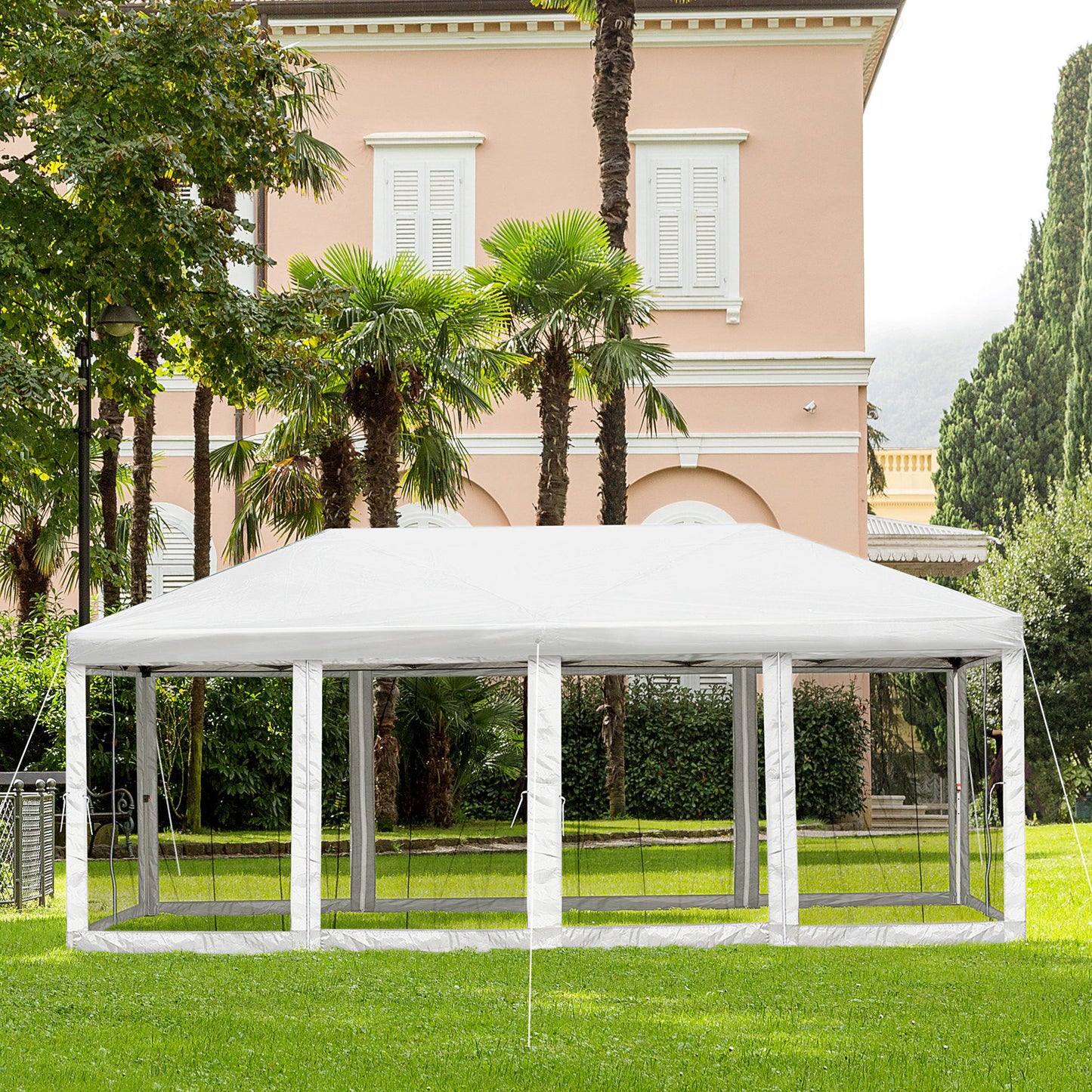 Nancy's Hen Island Gazebo de jardin pliable - pop-up - pavillon - tente de fête avec sac - blanc crème ± 600 x 300 cm