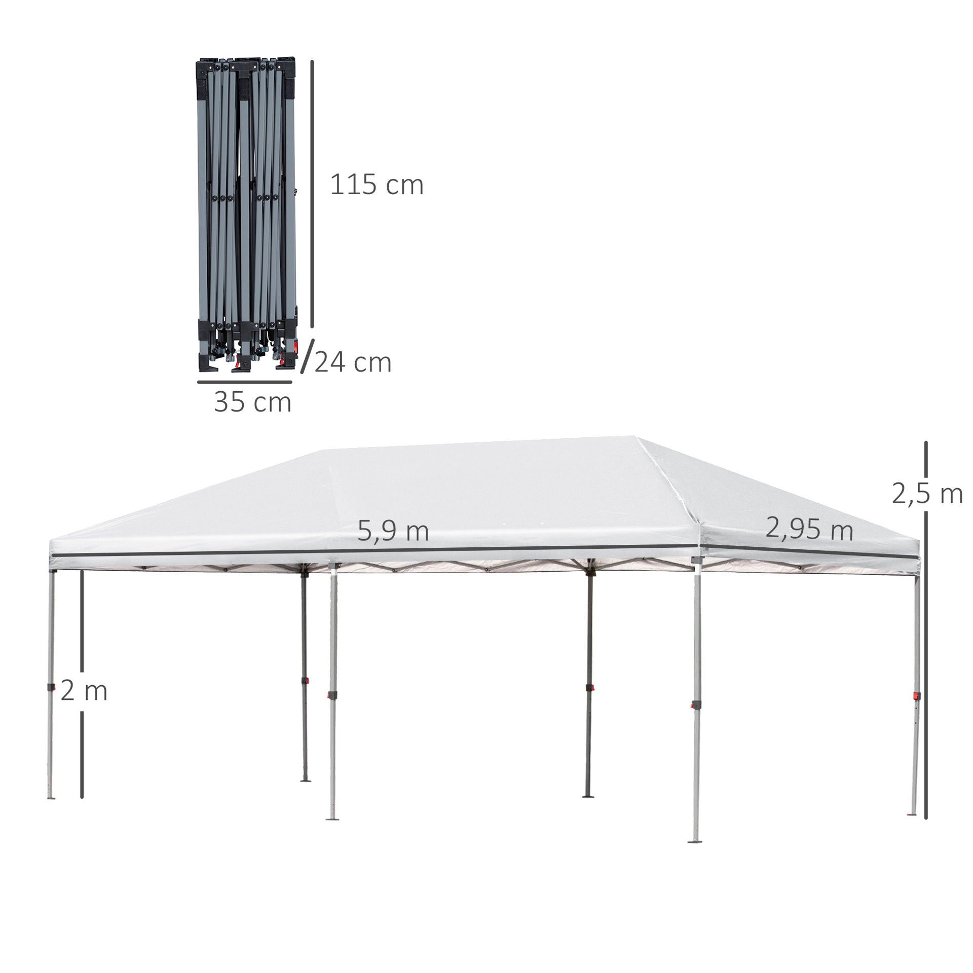 Nancy's Hen Island Vouwbaar tuinprieel - pop-up - paviljoen - partytent met tas- crème wit ± 600 x 300 cm