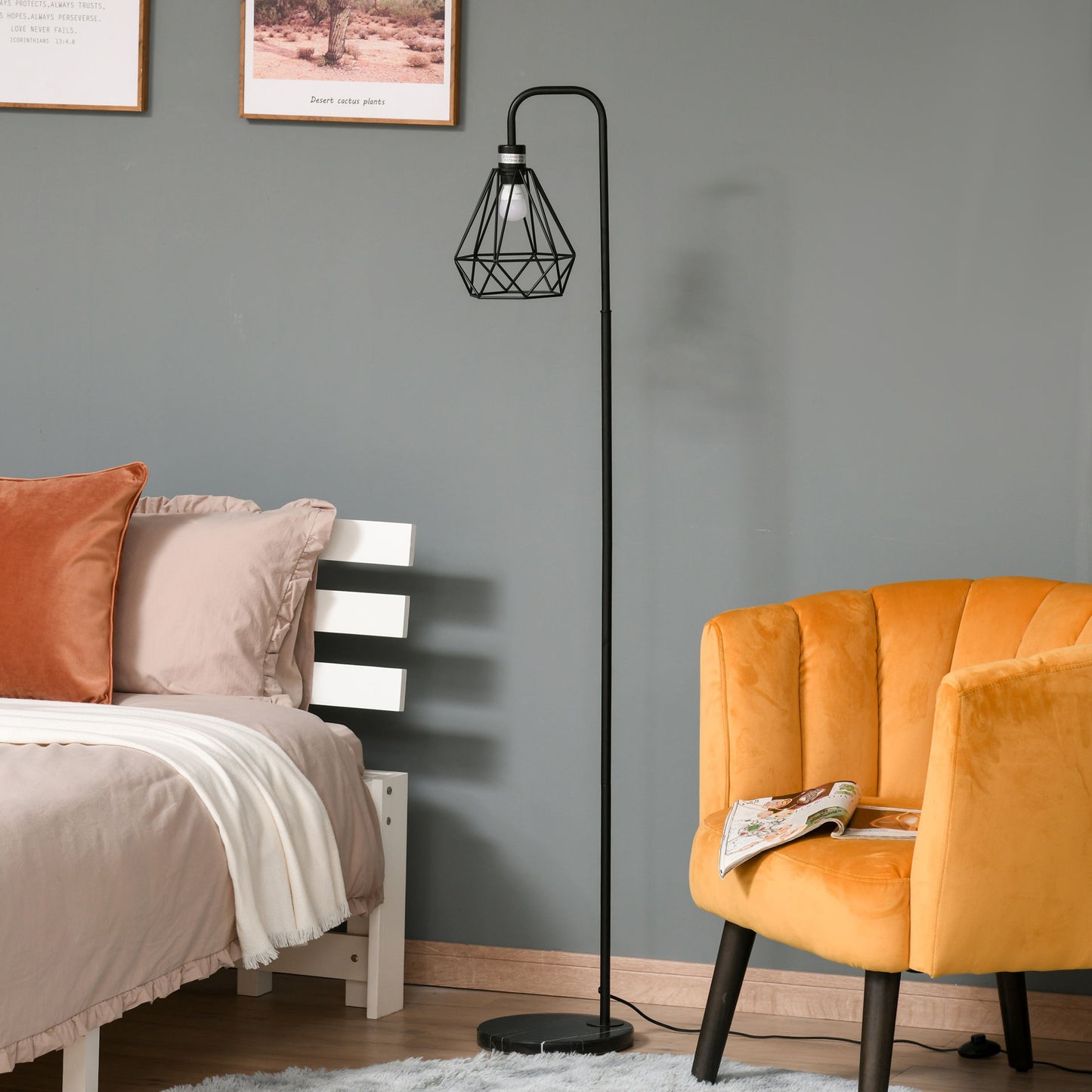 Nancy's Long Rock Vloerlamp industriële stijl voor slaapkamer eetkamer staal marmer zwart Ø25 x 152H cm