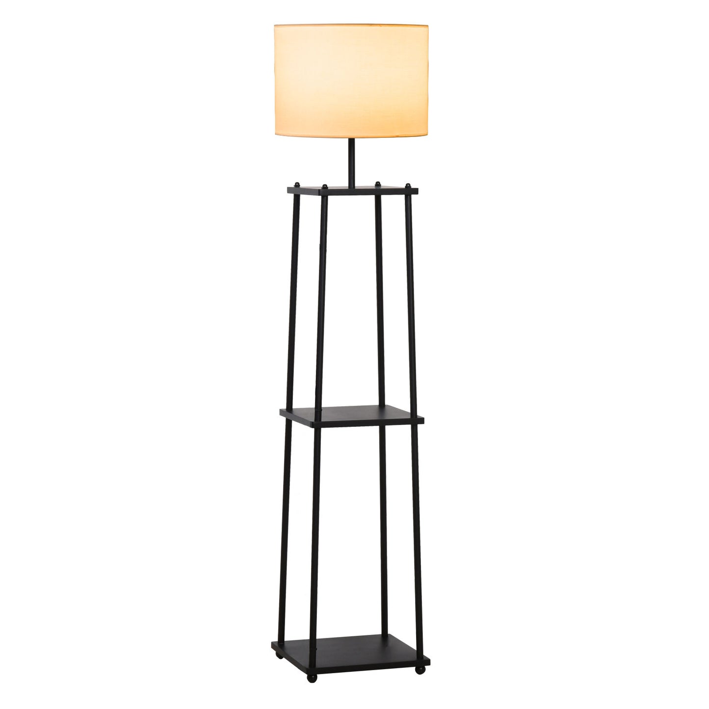 Nancy's Melrose Vloerlamp, Staande lamp Zwart + Crème wit 150 cm hoog