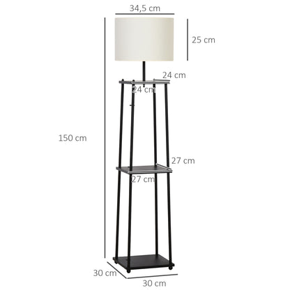 Nancy's Melrose Vloerlamp, Staande lamp Zwart + Crème wit 150 cm hoog
