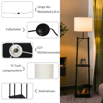 Nancy's Melrose Vloerlamp, Staande lamp Zwart + Crème wit 150 cm hoog