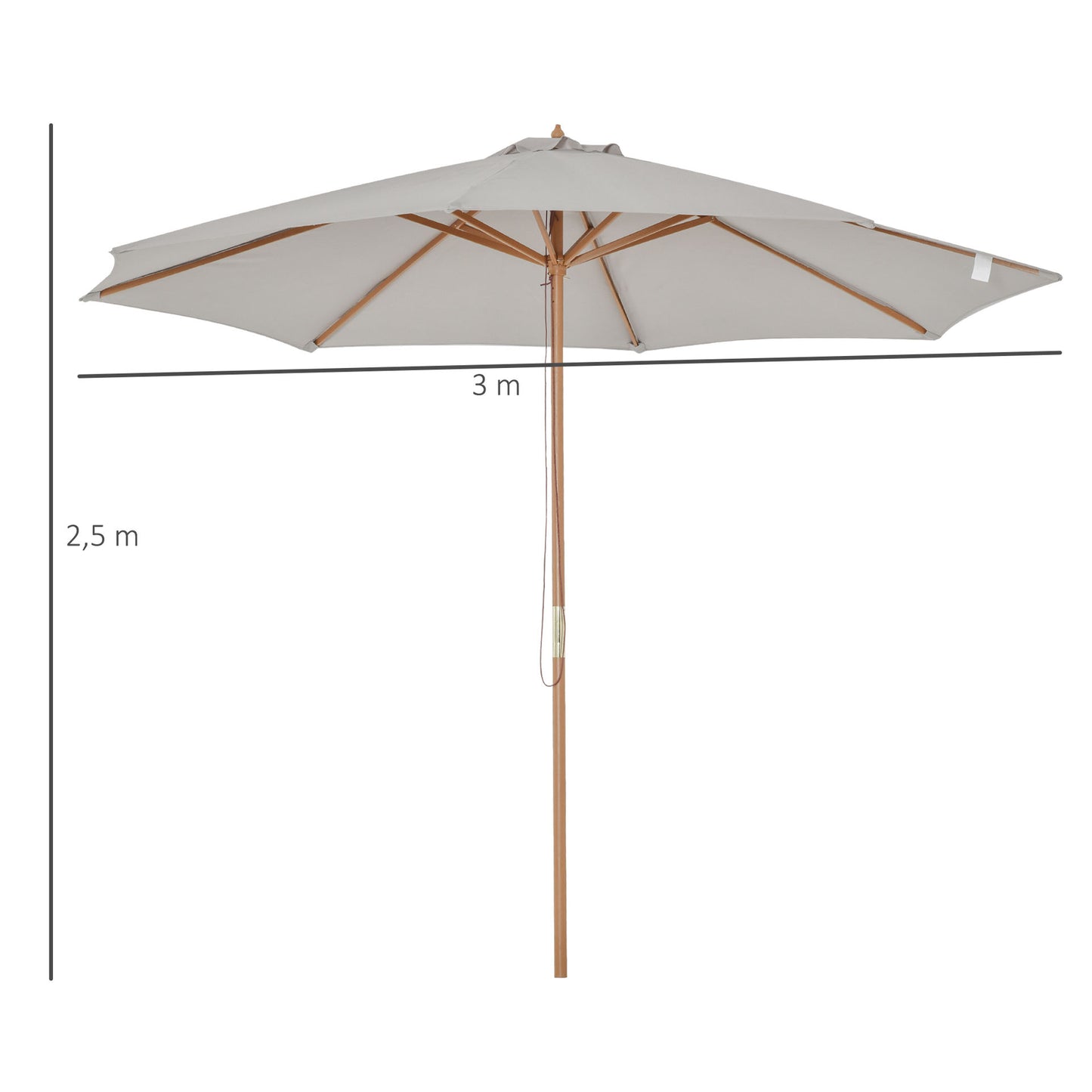 Nancy's Rocky Hole Tuinparasol - Grijs - Ø 300 cm