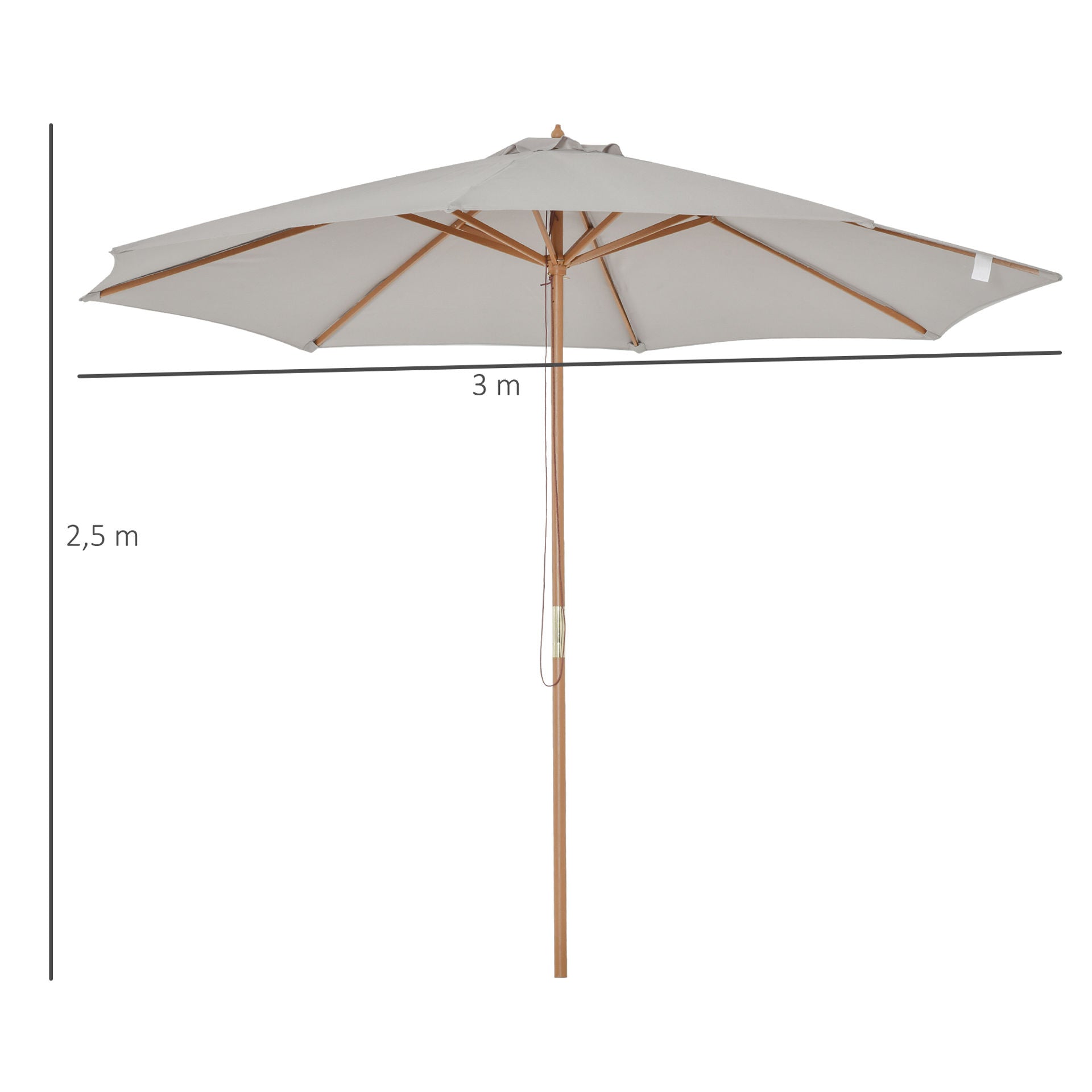 Nancy's Rocky Hole Tuinparasol - Grijs - Ø 300 cm
