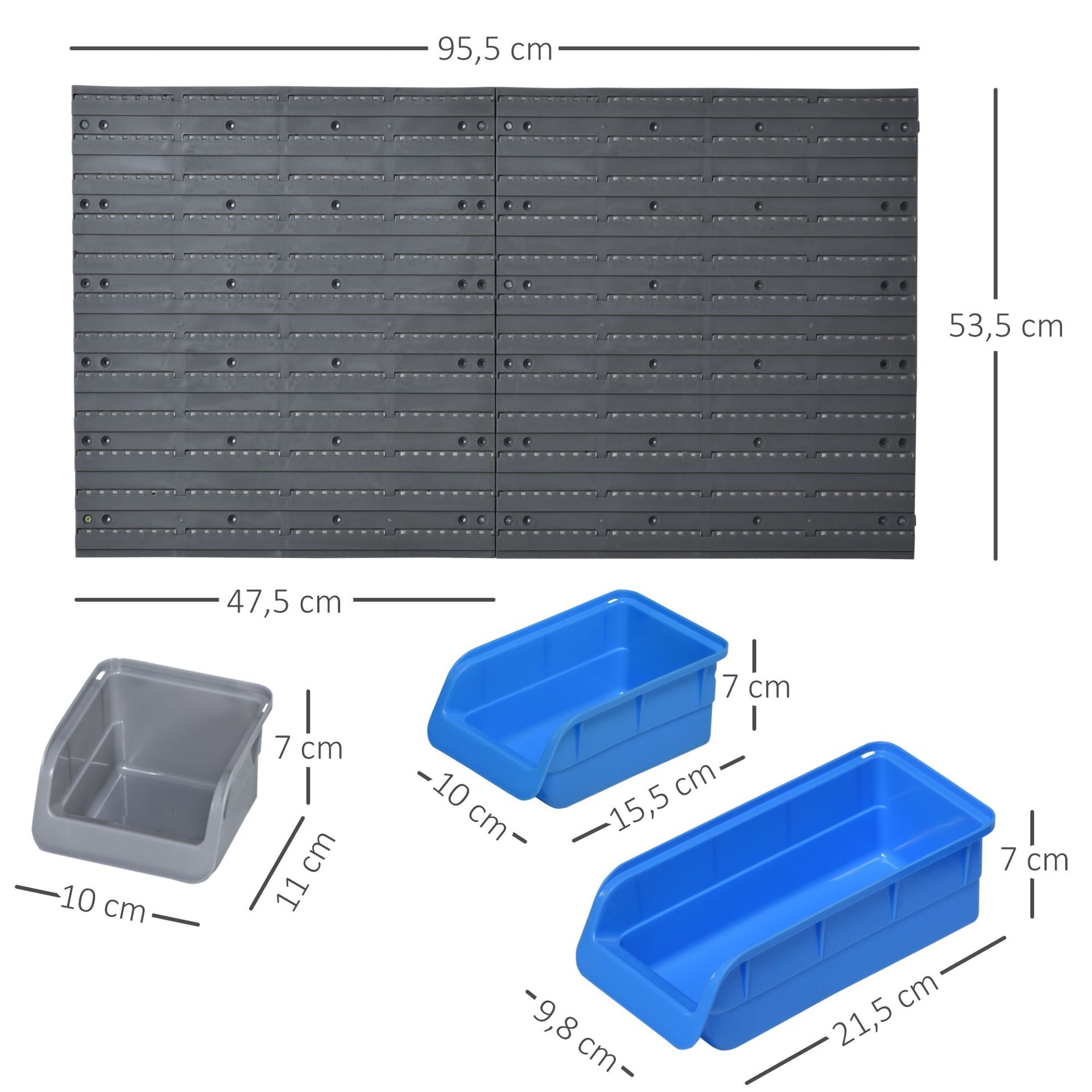 Nancy's Rose Hill Gereedschapswand - Stapelbakken - 44-Delig - Blauw - ± 55 x 20 x 95 cm