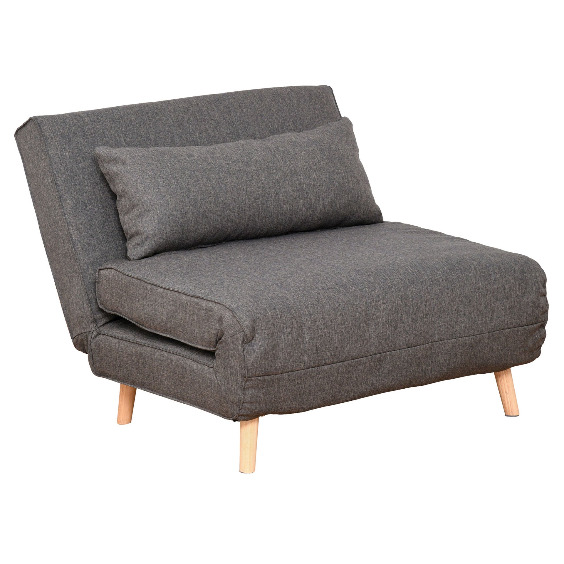 Nancy's Ship Point sofa bed, folding sofa with adjustable backrest, lounge chair Nordic Scandinavian, imitation linen pine wood gray 95 x 95 x 80 cm
