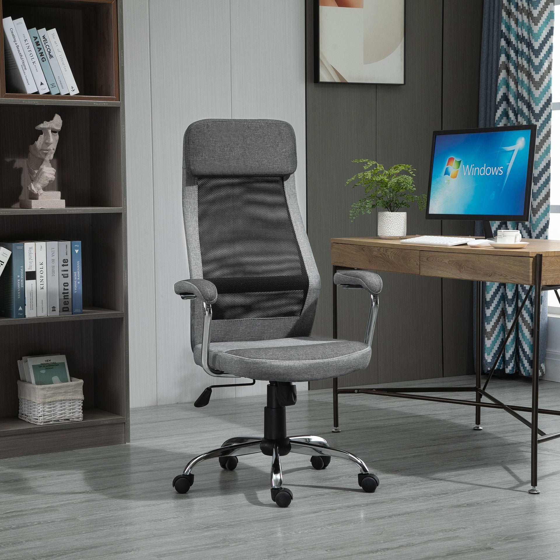 Chaise de bureau Nancy's Stovel Bay au design ergonomique - Gris clair, Noir - Mousse, Nylon, Acier - cm x 25,59 cm x 46,85 cm