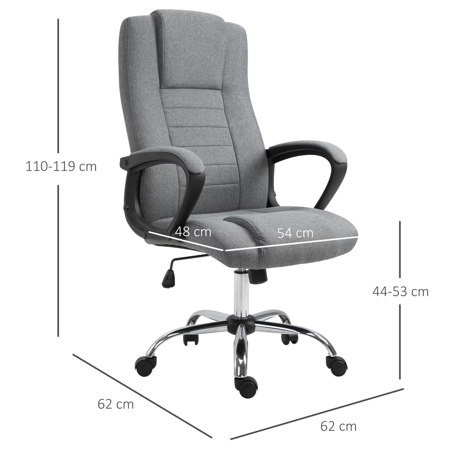 Nancy's Turtle Bay Office/Computer Chair - Grijs - Linnen, Schuim, Metaal - 24,41 cm x 24,41 cm x 46,85 cm