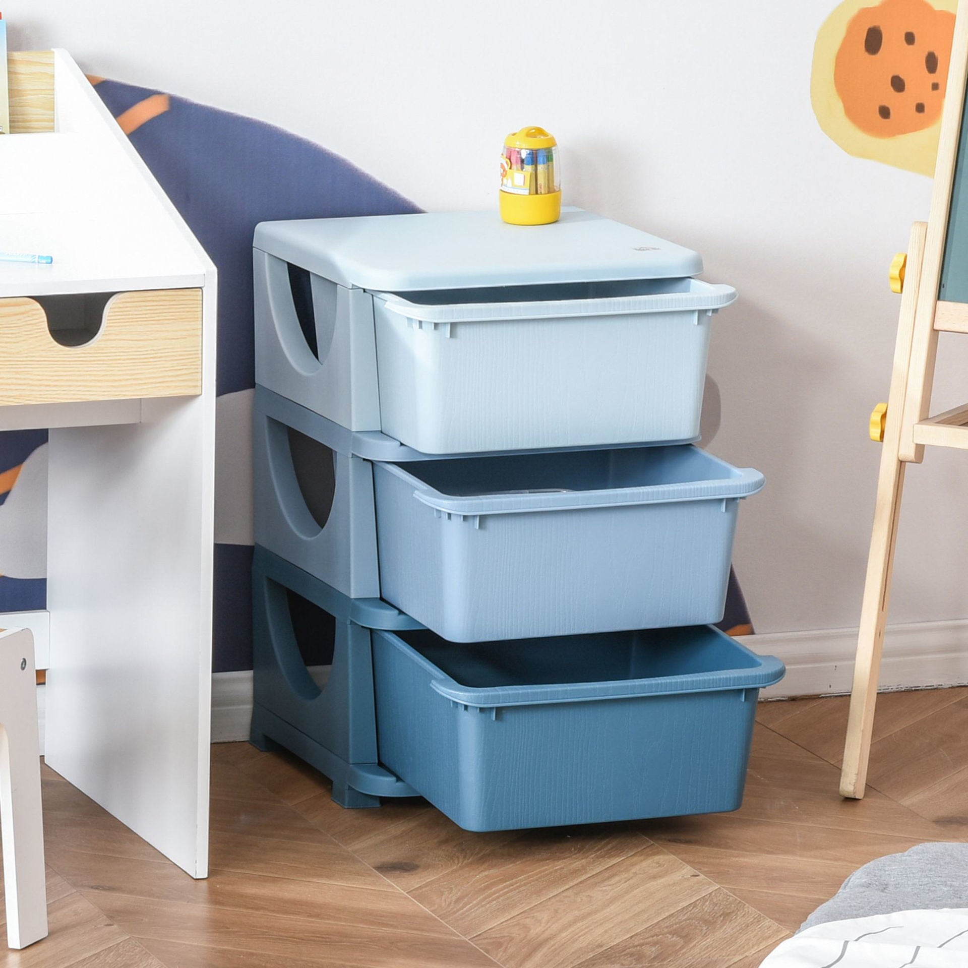 Nancy's Cold Lake Speelgoed Organizer - Ladekast - Ladeblok - Blauw - ± 35 x 35 x 55 cm