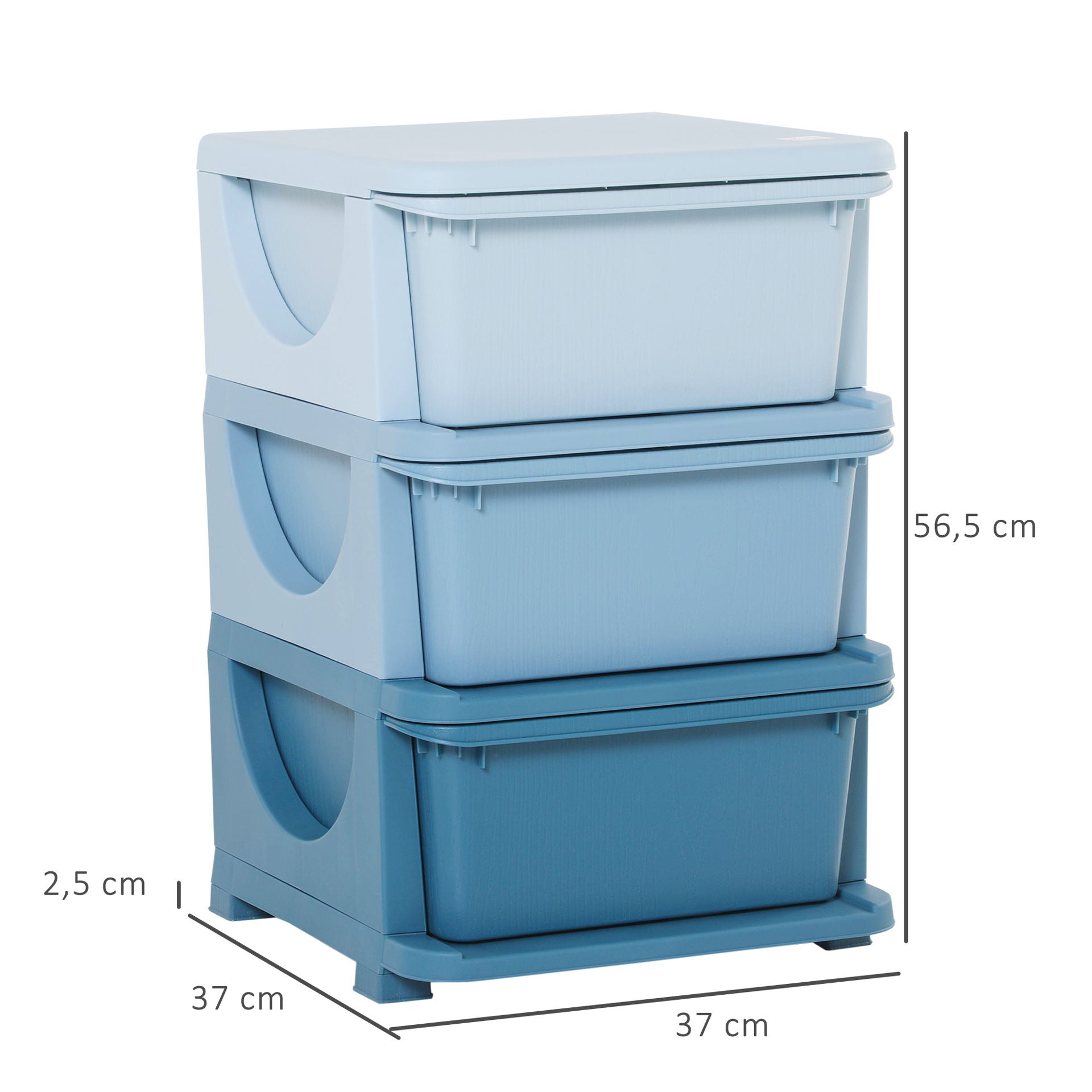 Nancy's Cold Lake Speelgoed Organizer - Ladekast - Ladeblok - Blauw - ± 35 x 35 x 55 cm