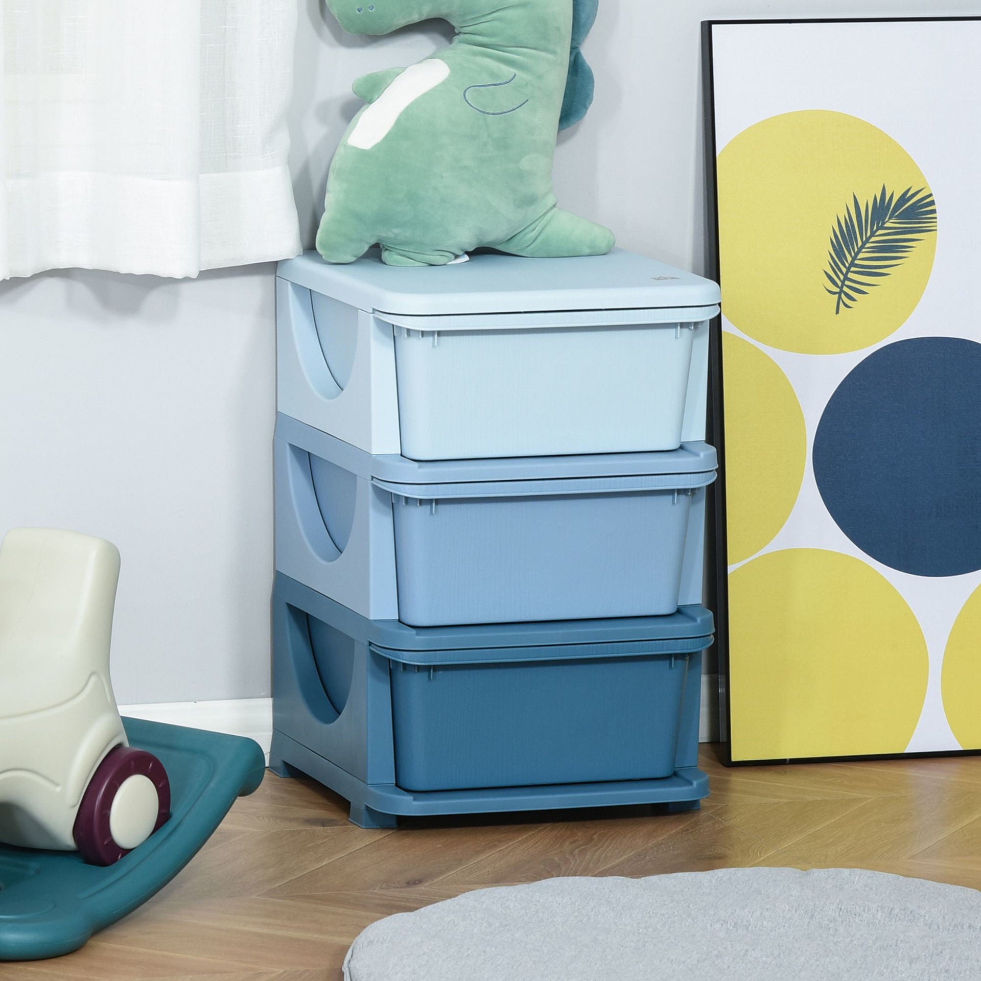 Nancy's Cold Lake Speelgoed Organizer - Ladekast - Ladeblok - Blauw - ± 35 x 35 x 55 cm