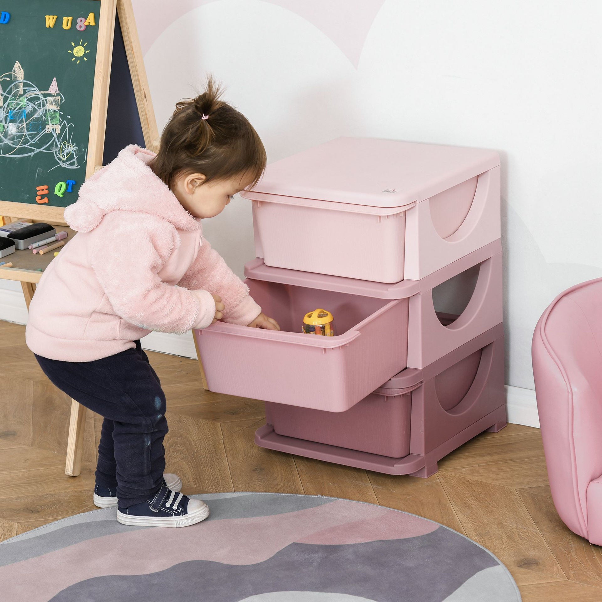 Nancy's Morley Ladekast - Lade Organizer - Speelgoed Organizer - Roze - ± 35 x 35 x 55 cm