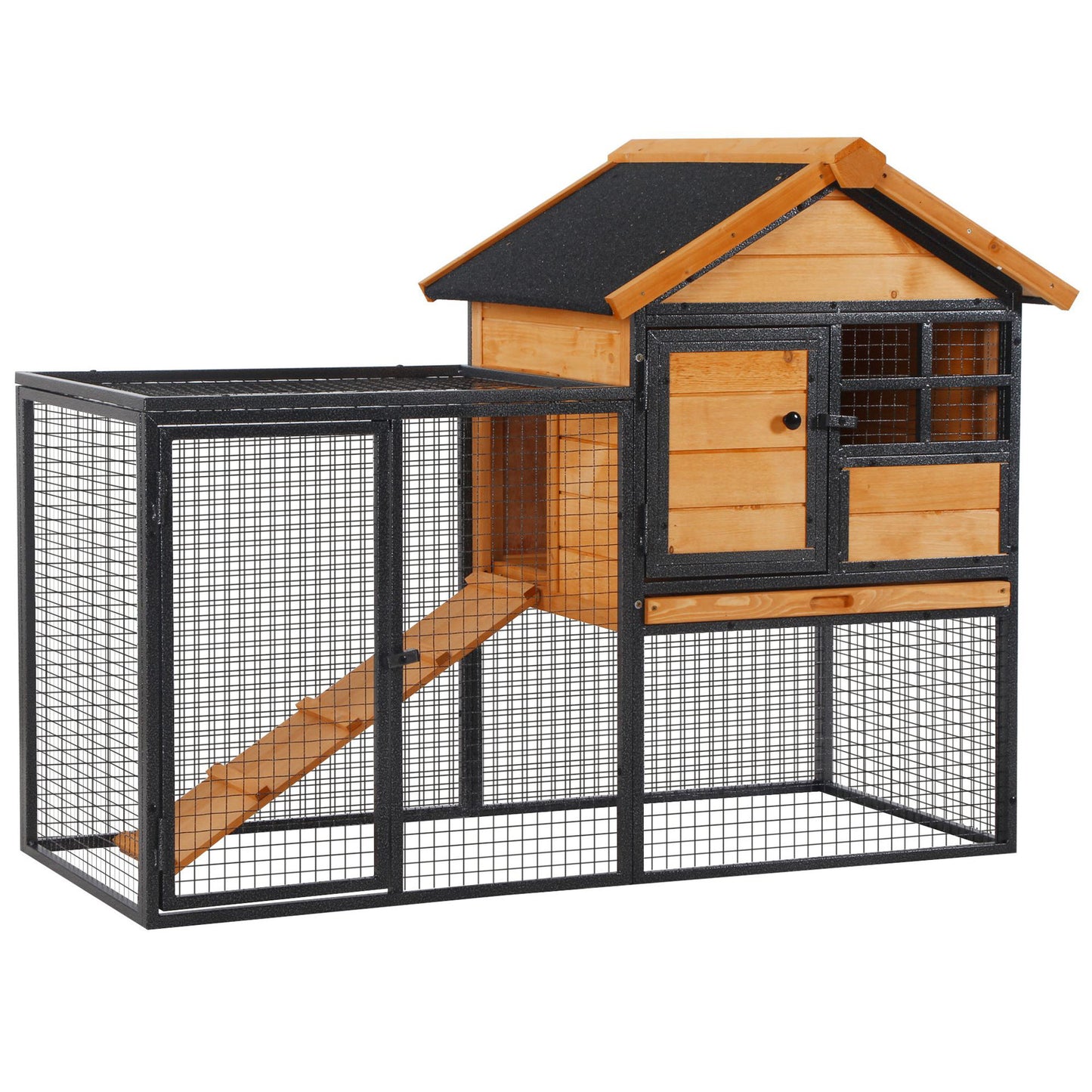 Nancy's Aaron Lake Rabbit Hutch - Geel, Zwart - Firwood, Metaal - cm x 48,03 cm x 36,22 cm