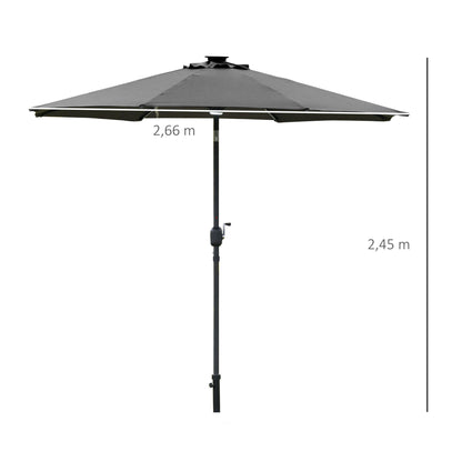 Nancy's Ab Shoal Parasol met Zonneverlichting - Zwart, Grijs - Staal, Aluminium, Polyester - cm x cm x 96,45 cm