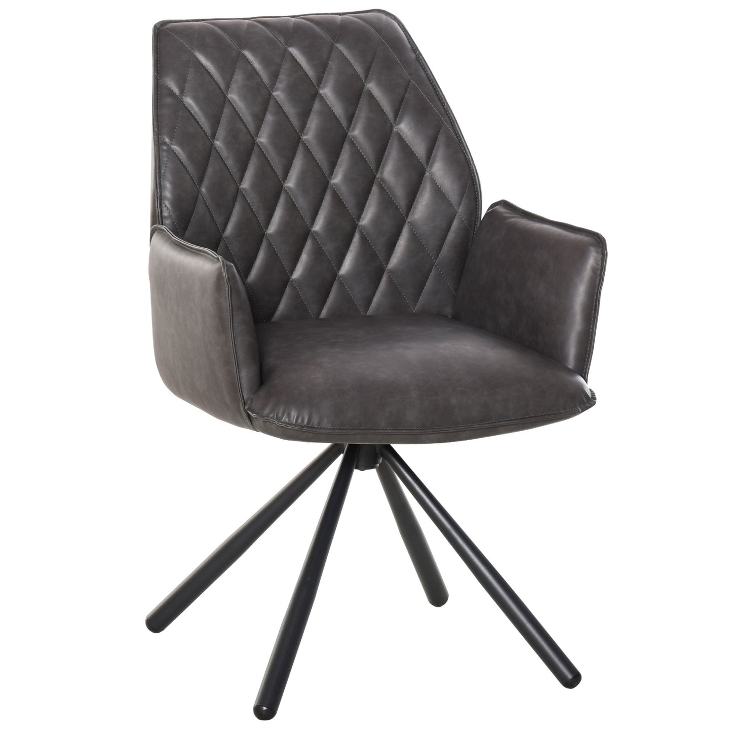 Nancy's Abbotsford Eetkamerstoel 360 ° - Grijs - Kunstleer, Staal - 22,44 cm x 24,01 cm x 34,05 cm