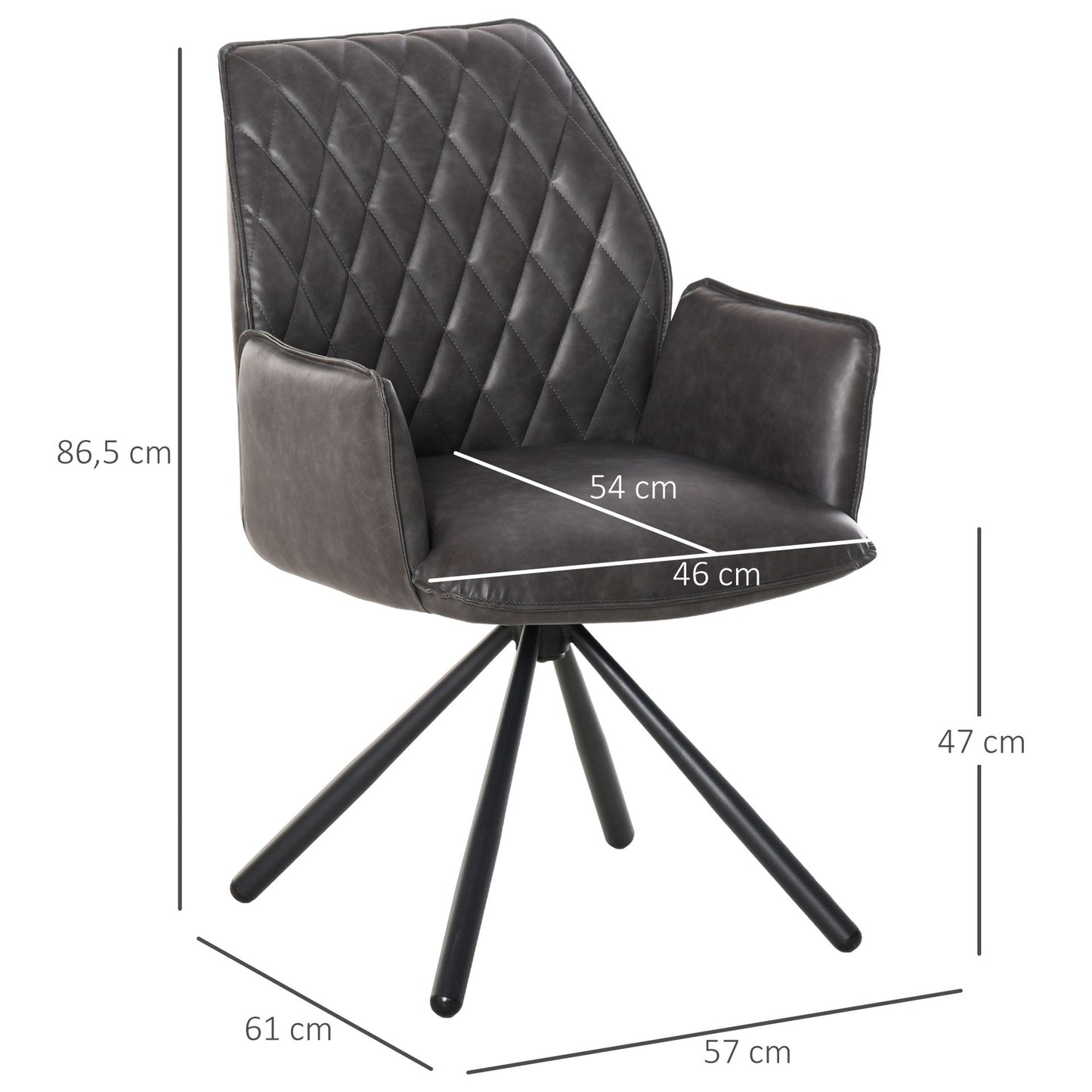 Nancy's Abbotsford Eetkamerstoel 360 ° - Grijs - Kunstleer, Staal - 22,44 cm x 24,01 cm x 34,05 cm