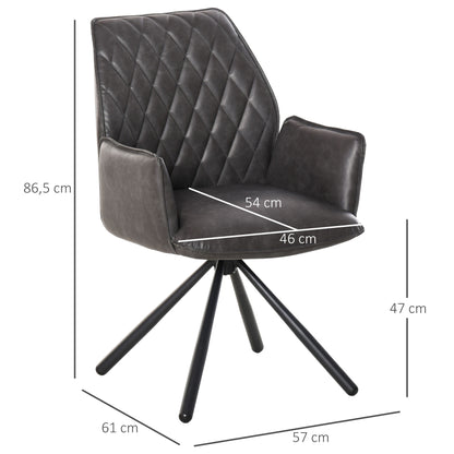 Nancy's Abbotsford Eetkamerstoel 360 ° - Grijs - Kunstleer, Staal - 22,44 cm x 24,01 cm x 34,05 cm