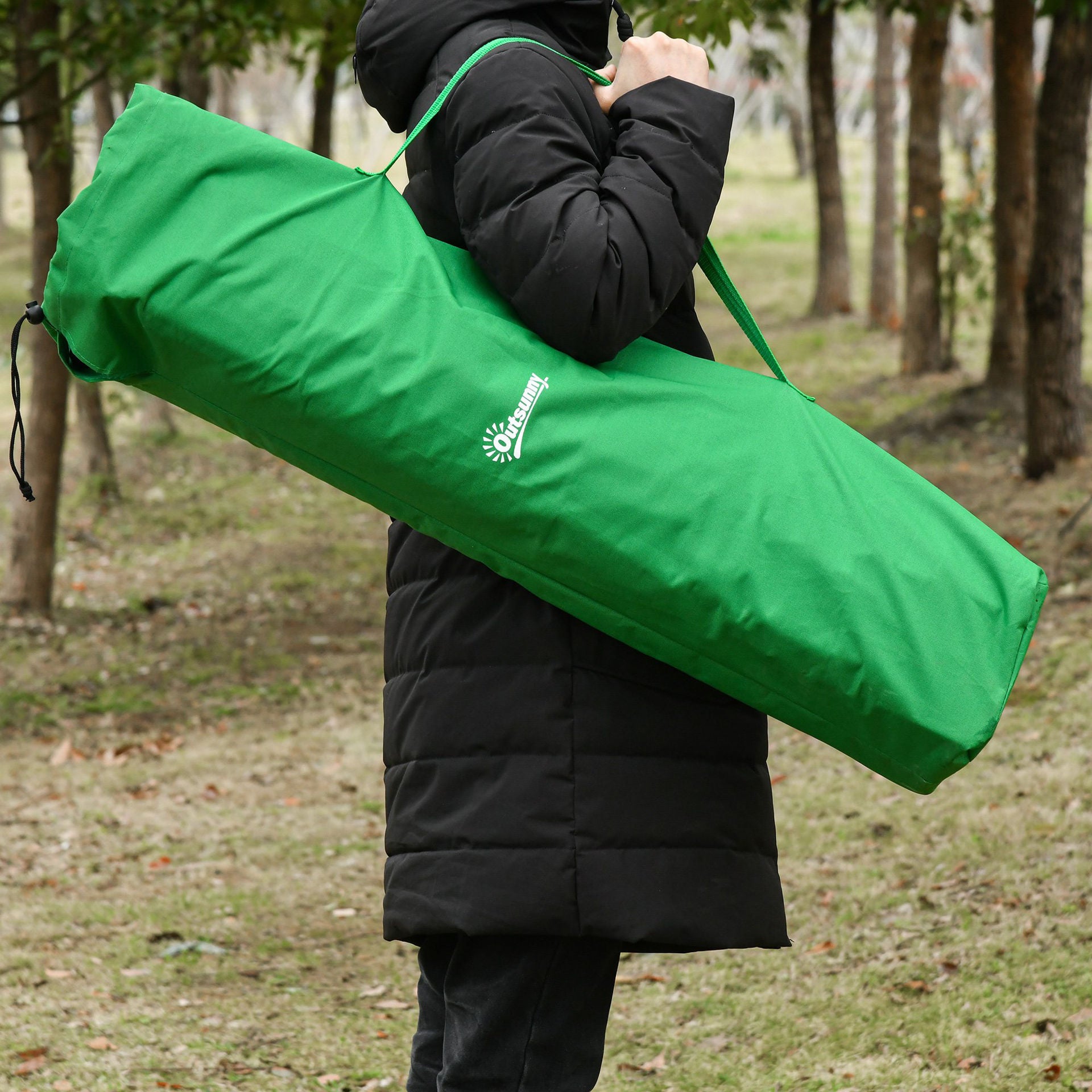 Nancy's Aceys Lake Campingbedje Opvouwbaar met Zijvak Drinkhouder Belastbaar tot 136 kg Staal Oxford Groen+Zwart