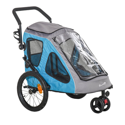 Nancy's Ada Lake 2-in-1 dog trailer dog trolley safety line reflectors steel blue + gray