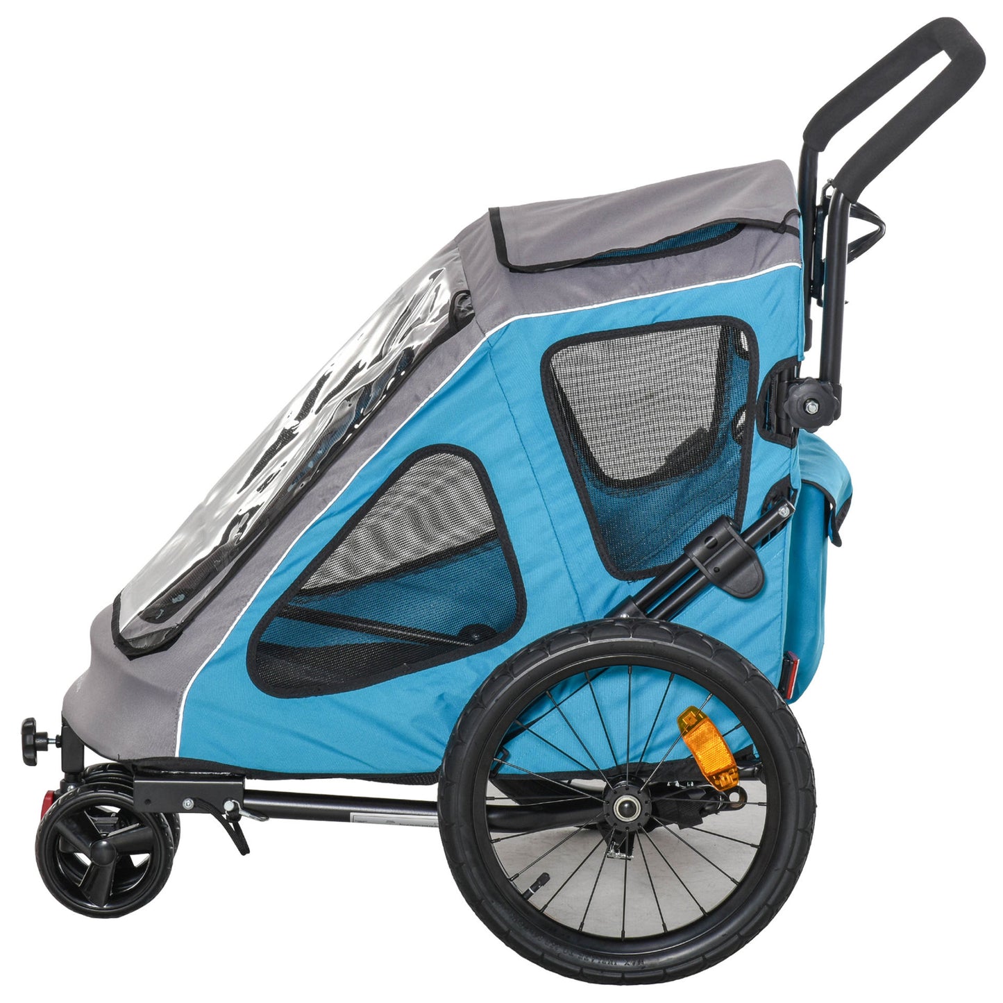 Nancy's Ada Lake 2-in-1 dog trailer dog trolley safety line reflectors steel blue + gray