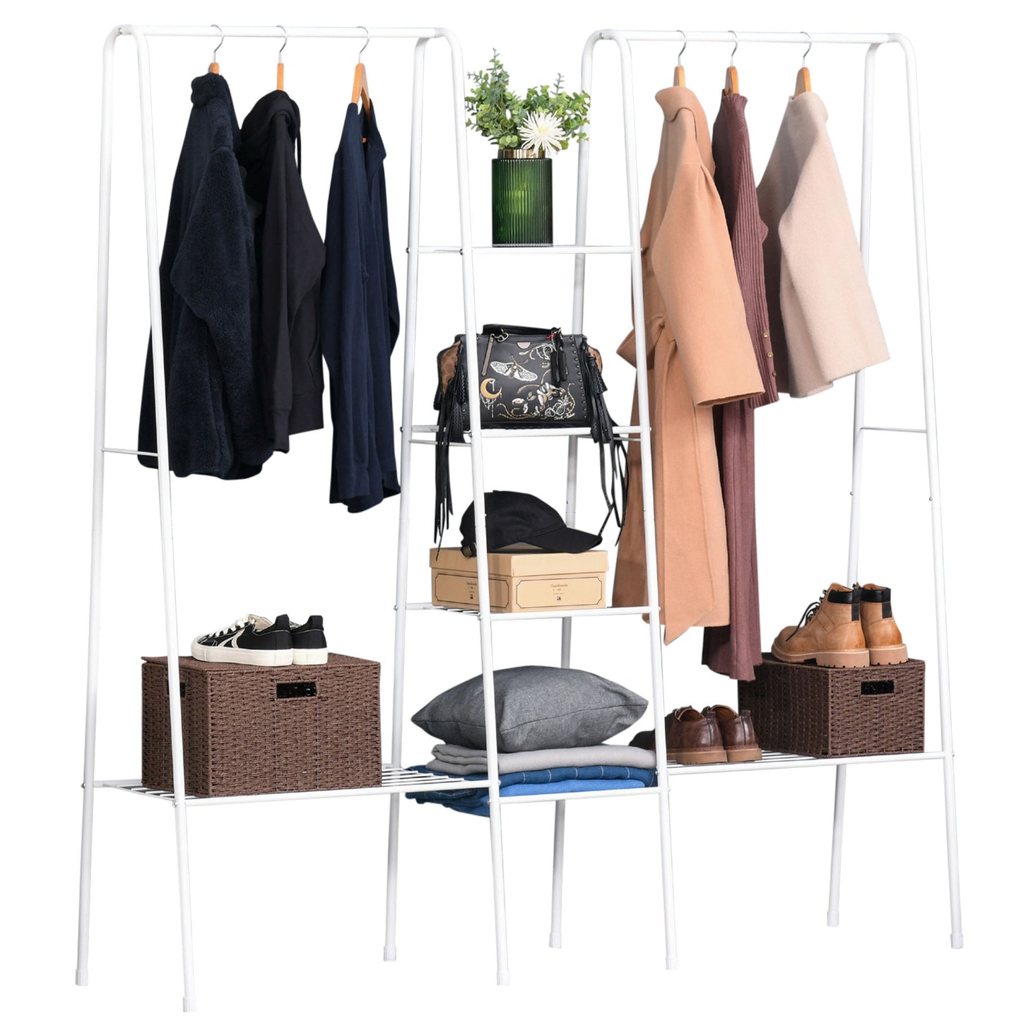 Nancy's Adams Cove Coat rack with shoe rack - clothes rack - steel white 176 x 47 x 177 cm