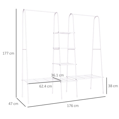 Nancy's Adams Cove Coat rack with shoe rack - clothes rack - steel white 176 x 47 x 177 cm