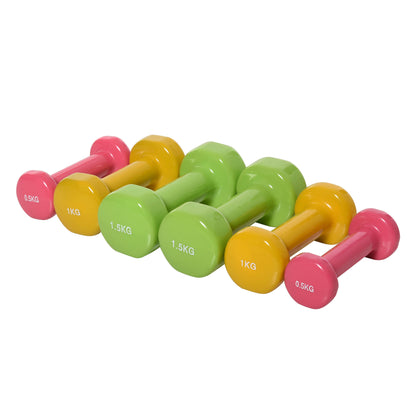 Nancy's Adams Head Halterset met koffer Draagbaar 2 x 0,5 kg, 2 x 1 kg, 2 x 1,5 kg Halterset 6 stuks Staal Gekleurd