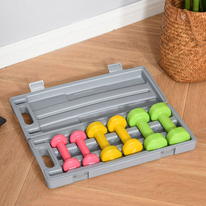 Nancy's Adams Head Halterset met koffer Draagbaar 2 x 0,5 kg, 2 x 1 kg, 2 x 1,5 kg Halterset 6 stuks Staal Gekleurd