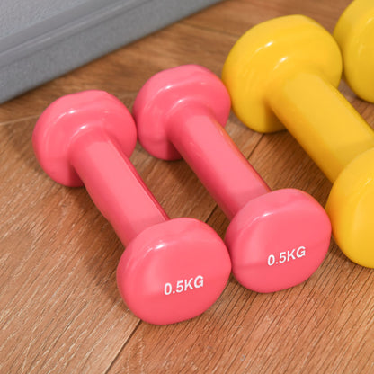 Nancy's Adams Head Halterset met koffer Draagbaar 2 x 0,5 kg, 2 x 1 kg, 2 x 1,5 kg Halterset 6 stuks Staal Gekleurd