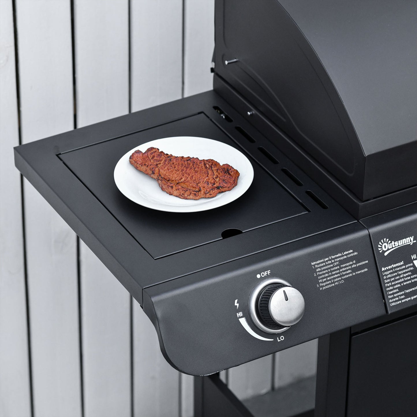 Nancy's Afton BBQ Grill Cart met 7 branders en multifunctionele kast - Zwart - Metaal - 53,14 cm x 19,68 cm x 39,37 cm