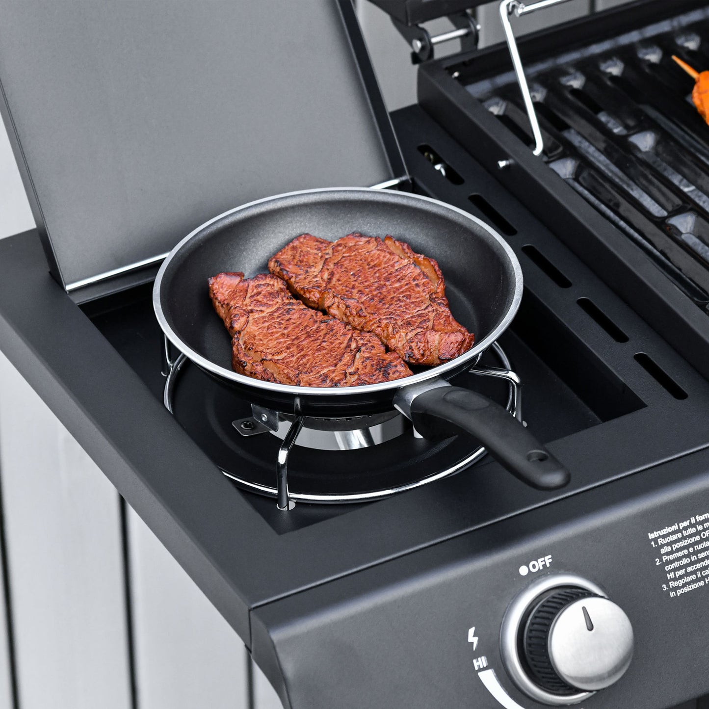 Nancy's Afton BBQ Grill Cart met 7 branders en multifunctionele kast - Zwart - Metaal - 53,14 cm x 19,68 cm x 39,37 cm