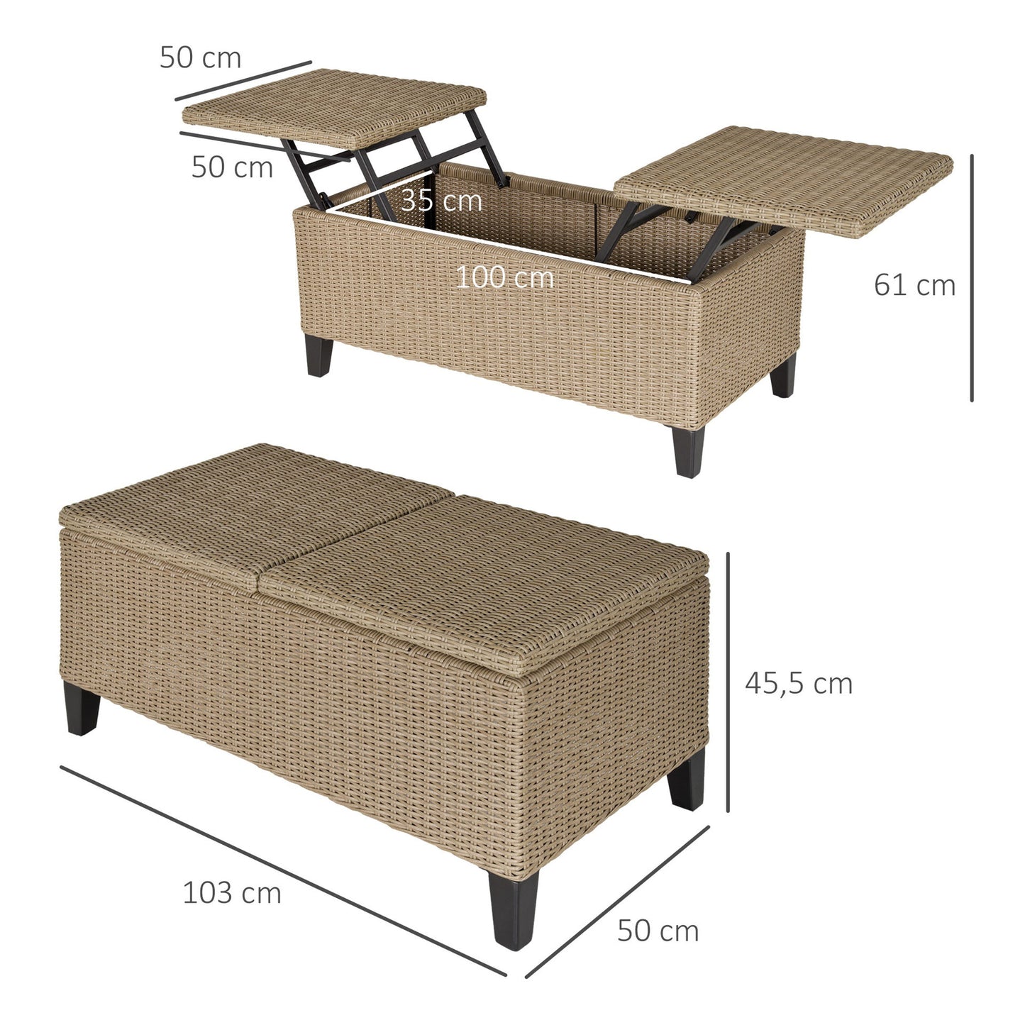 Nancy's Afton Road Polyrattan Side Uitschuifbare Tafel - Tuintafel - Kaki - Rotan