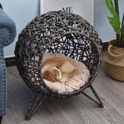 Nancy's Agnes Lake Rattan Cat House with Cushions Cat Sleeping Area Cat Cave with Raised Legs