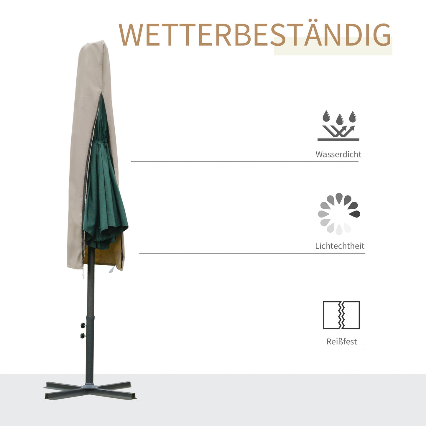 Nancy's Agnew Lake Beschermhoes voor Parasol - Kaki - Oxford Stof, Pu Coating - cm x cm x 62.99 cm